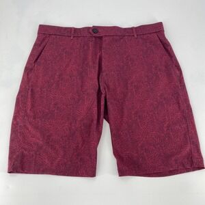 Greyson Clothiers Montauk Golf Shorts Mens 36 Burgundy Red Abstract Print Sport